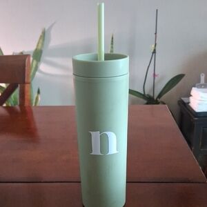 Kirklands Green "N" Tumbler with Straw 16oz